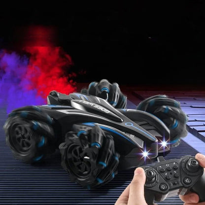 rc stunt auto blauw rook